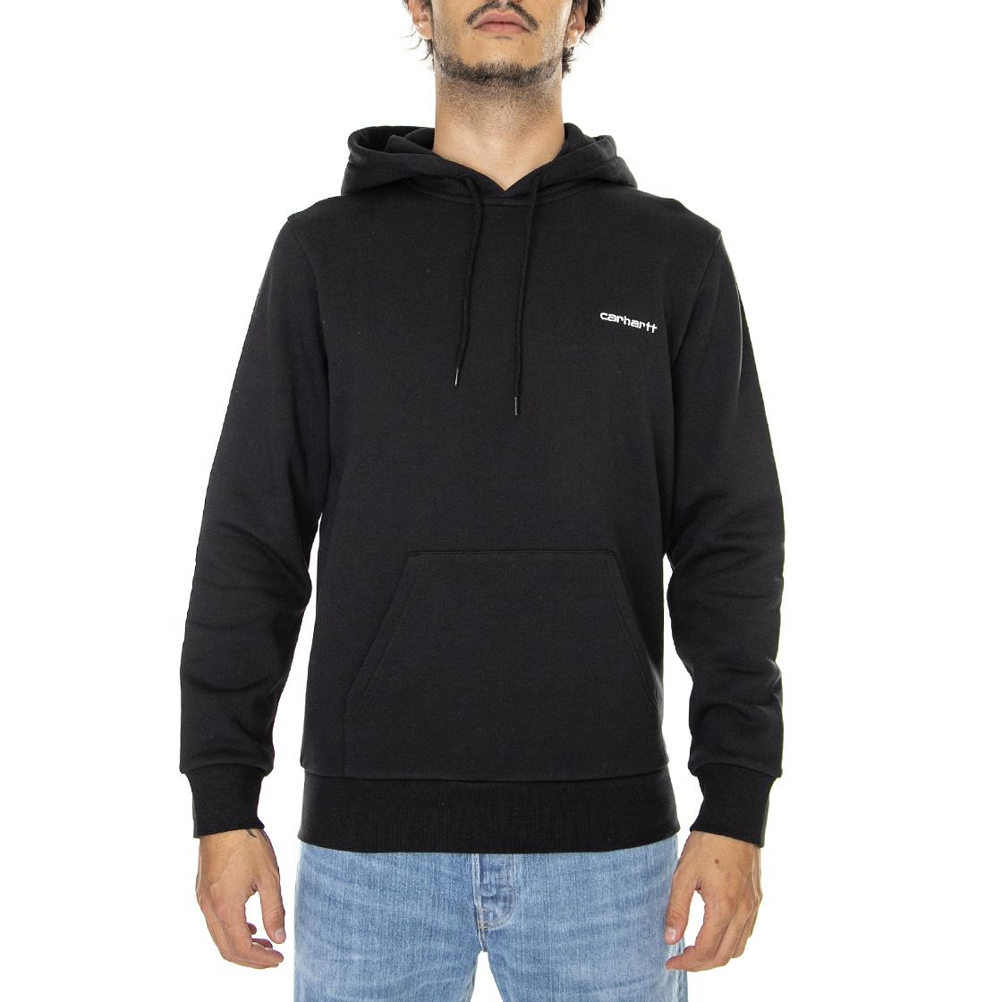 Hooded Script Embroidery Sweat Black / White - Felpa con Cappuccio Uomo Nera I031243-0D2XX  CARHARTT WIP 