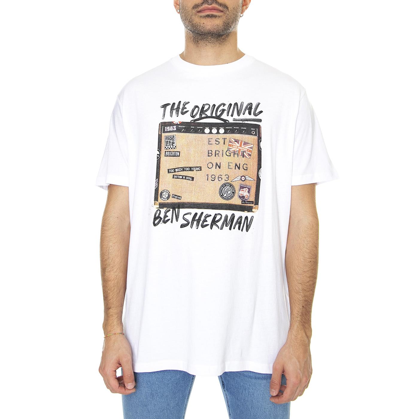 Guitar Amp Tee White - Maglietta Girocollo Uomo Bianca 61648-010  BEN SHERMAN 