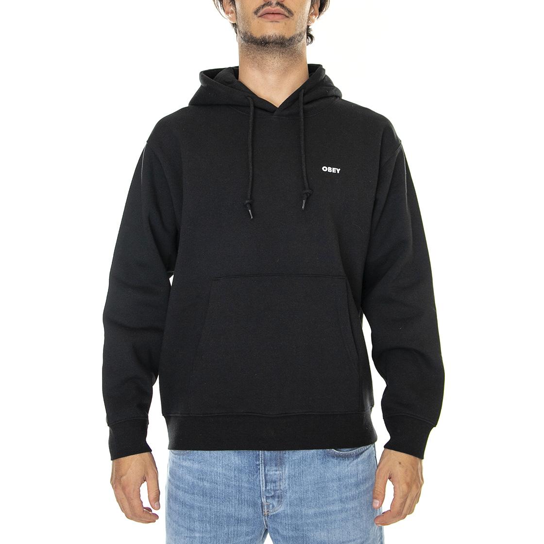Established Works Bold Hooded Fleece Black - Felpa con Cappuccio Uomo Nera 112470169-BLKe  OBEY 