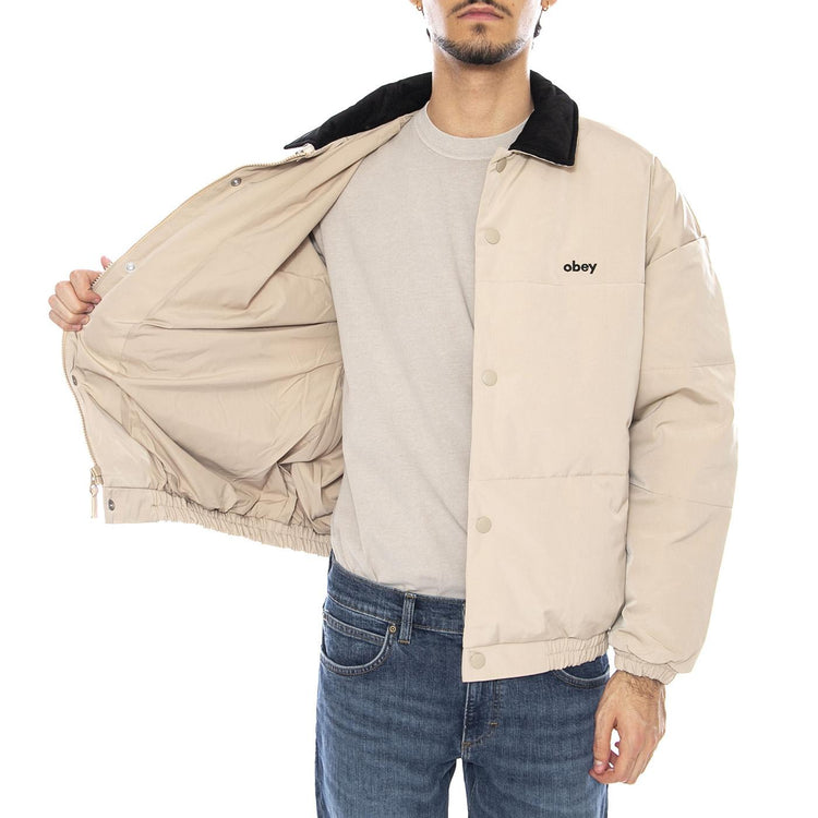 M' Whispers Jacket Feather Grey Multi - Giacca Invernale Uomo Beige 121800548-GYM  OBEY 
