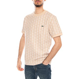 T-shirt Slim Fit Monogramma Jacquard - Polo Uomo Beige con Logo Lacoste  Uomo LACOSTE