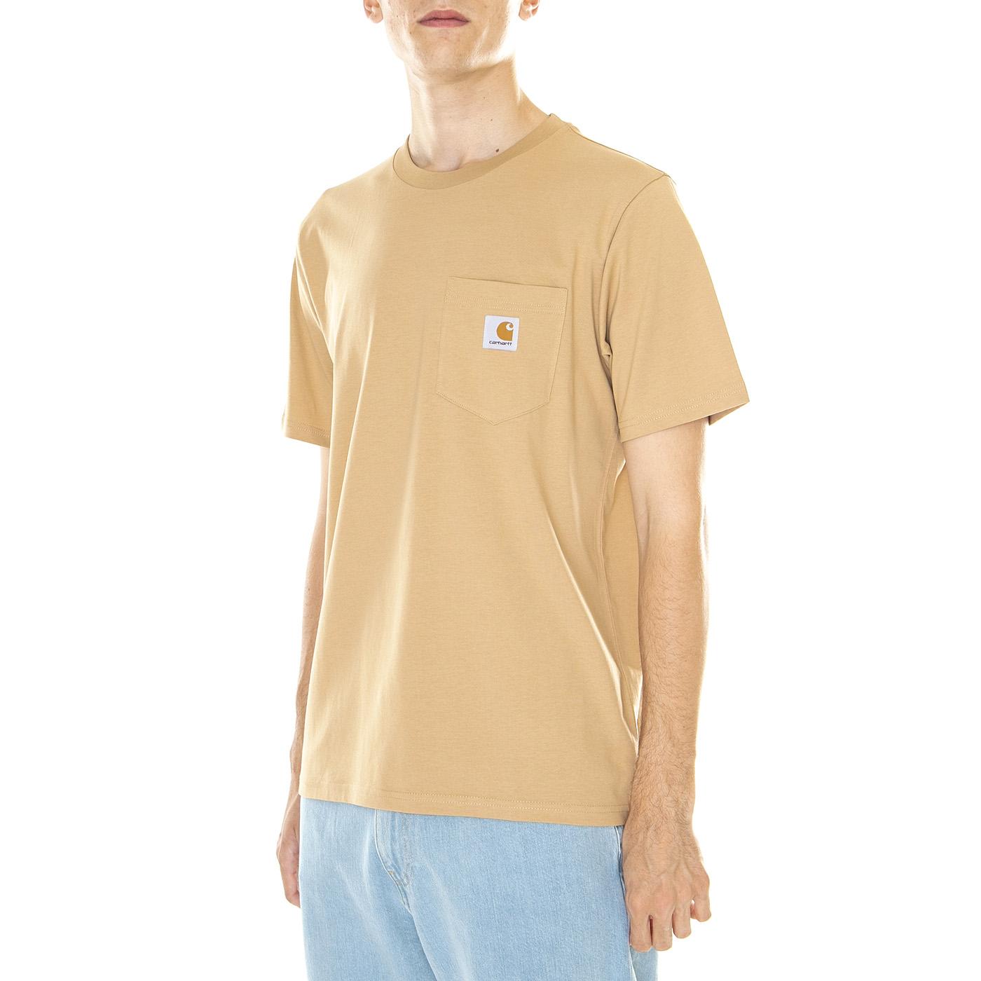 M' S/S Pocket T-Shirt Dusty Brown - Maglietta Girocollo Uomo Marrone I030434-160  CARHARTT WIP 
