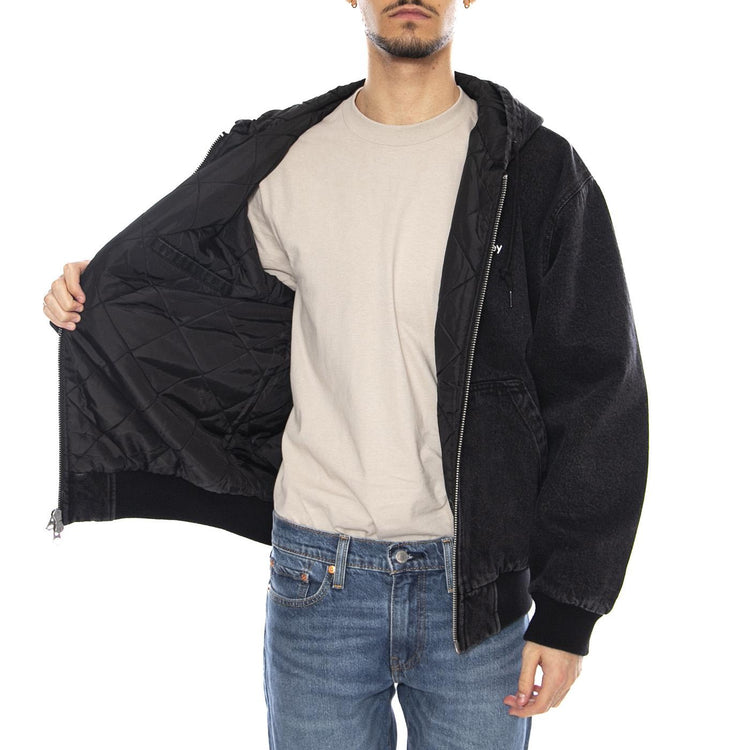 Wiltern Zip Up Hood Jacket -- Felpa con Cappuccio Uomo Nera 121800573 FBL OBEY 