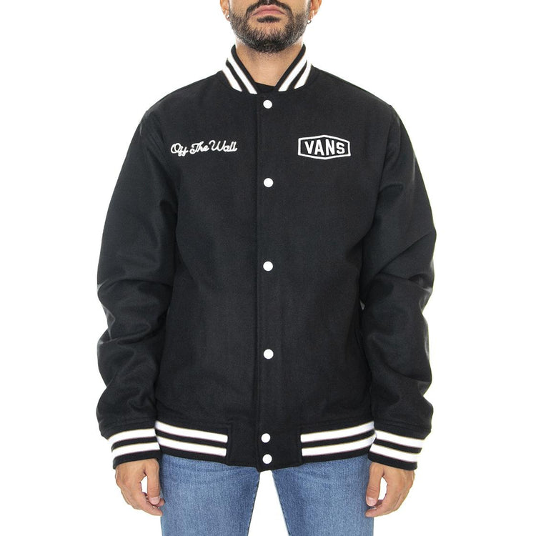 Checkerboard Research Varsity Jacket Black - Giacca Invernale Uomo Nera VN0A7S92BLK1  VANS 