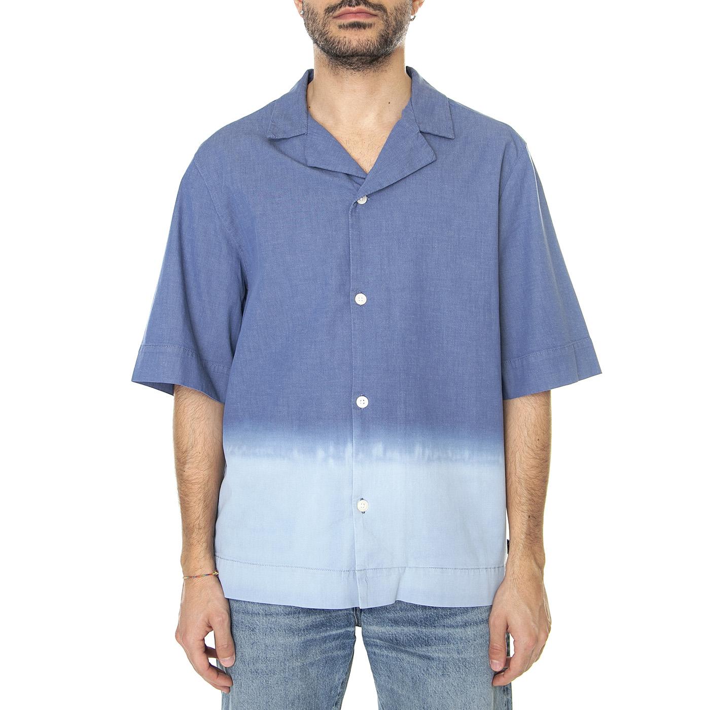 M' Clean II Shirt SS Blue - Camicia Maniche Corte Uomo Blu / Multicolore I031886.01.6D.  EDWIN 