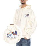 Obey Records Sound Waves Fleece Unbleached -- Felpa con Cappuccio Uomo Beige Naturale  Uomo OBEY