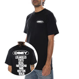 OBEY GLOBAL IMPACT TEE BLACK - Maglietta Girocollo Uomo Nera  Uomo OBEY