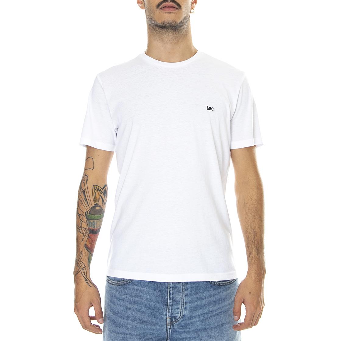 Patch Logo - Maglietta Girocollo Uomo Bianca L60UFQ12  LEE 