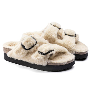 Arizona Shearling Big Buckle - Teddy Eggshell - Sandali Donna Beige 1017642  BIRKENSTOCK 