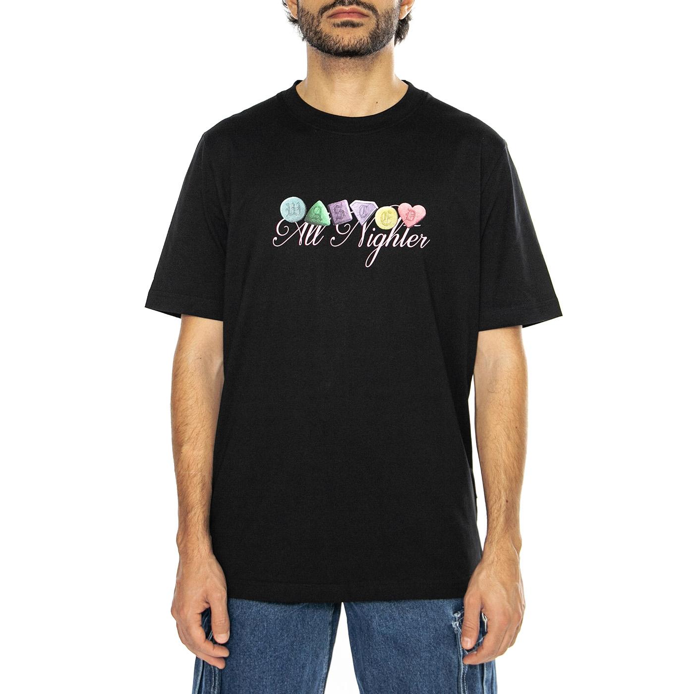 T-Shirt Nighters Black - Maglietta Girocollo Uomo Nera T-SHIRT NIGHTERS - BLACK  WASTED PARIS 