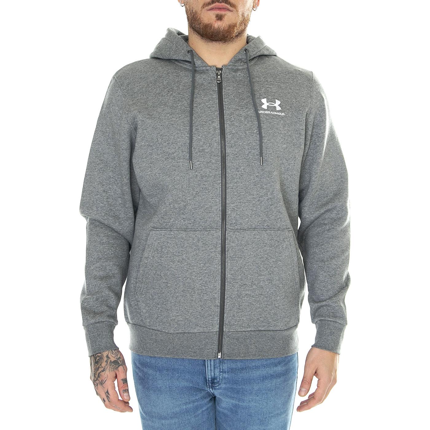 UA Rival Fleece Fz Hoodie Grey Sweat - Felpa con Cappuccio e Zip Uomo Grigia 77-1373881-12  UNDER ARMOUR 