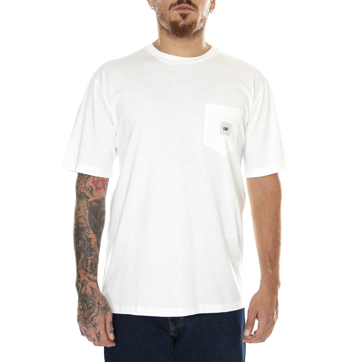 M' Essential Pocket T-Shirt Bone - Maglietta Girocollo Uomo Bianca 6010109-11-4300  CAT 
