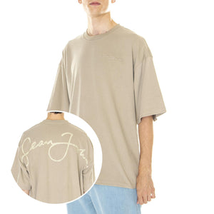 M' SJ Script Logo Backprint Peached Tee Sand - Maglietta Girocollo Uomo Beige 6037513/231-02  SEAN JOHN 