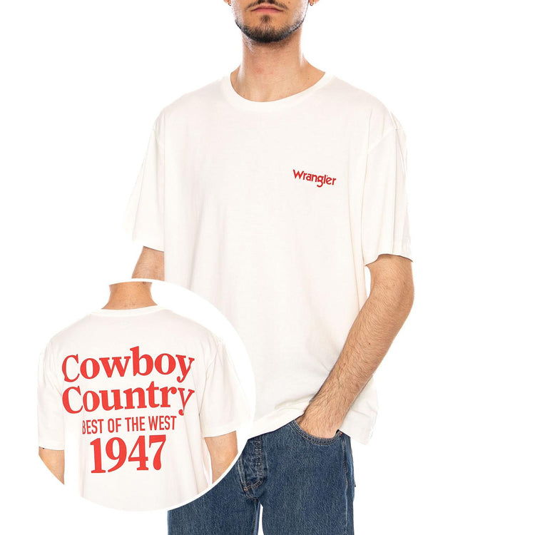 VINTAGE TEE WORN WHITE - Maglietta Girocollo Uomo Bianca 112378016 WHT WRANGLER 