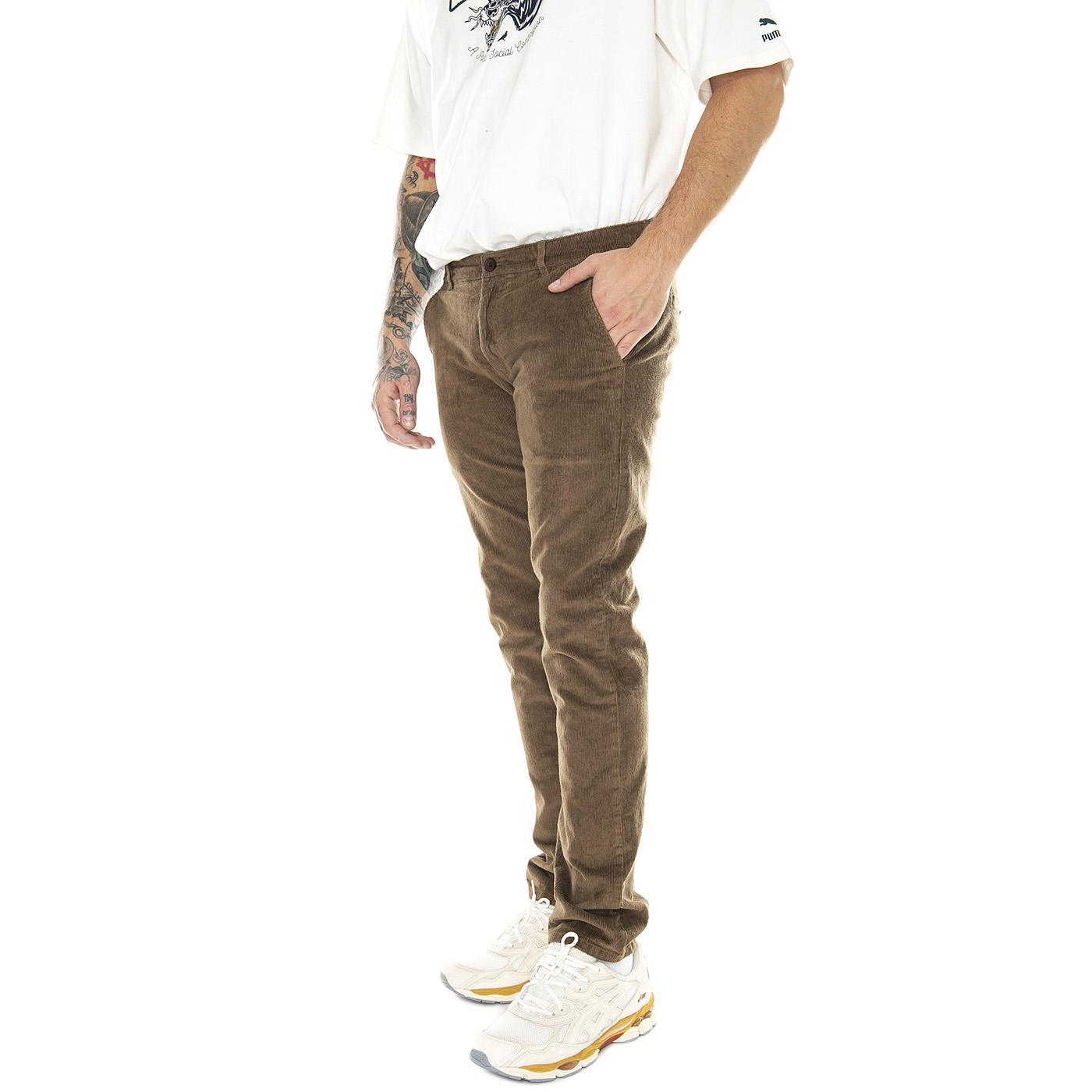 Elm Stretch Corduroy Trousers In Beige - Pantaloni in Velluto Uomo Beige F4BFA060-223  FARAH 