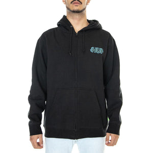 Enforcer F/Z Hoodie Black - Felpa con Cappuccio Uomo Nera PF00522-BLACK  HUF 