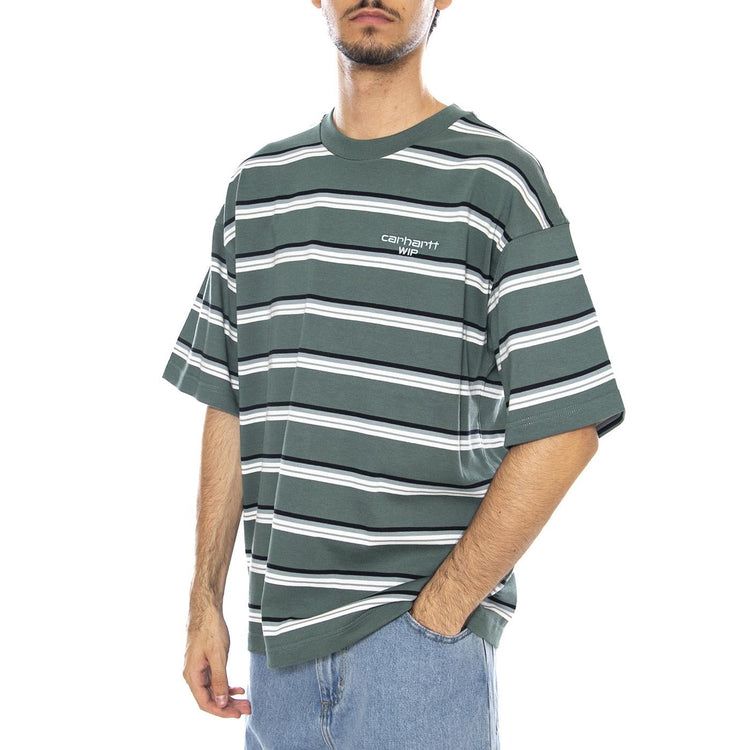 S/S Holm T-Shirt Holm Stripe, Silver Pine - Maglietta Girocollo Uomo Multicolore I035302.37CXX . CARHARTT WIP 