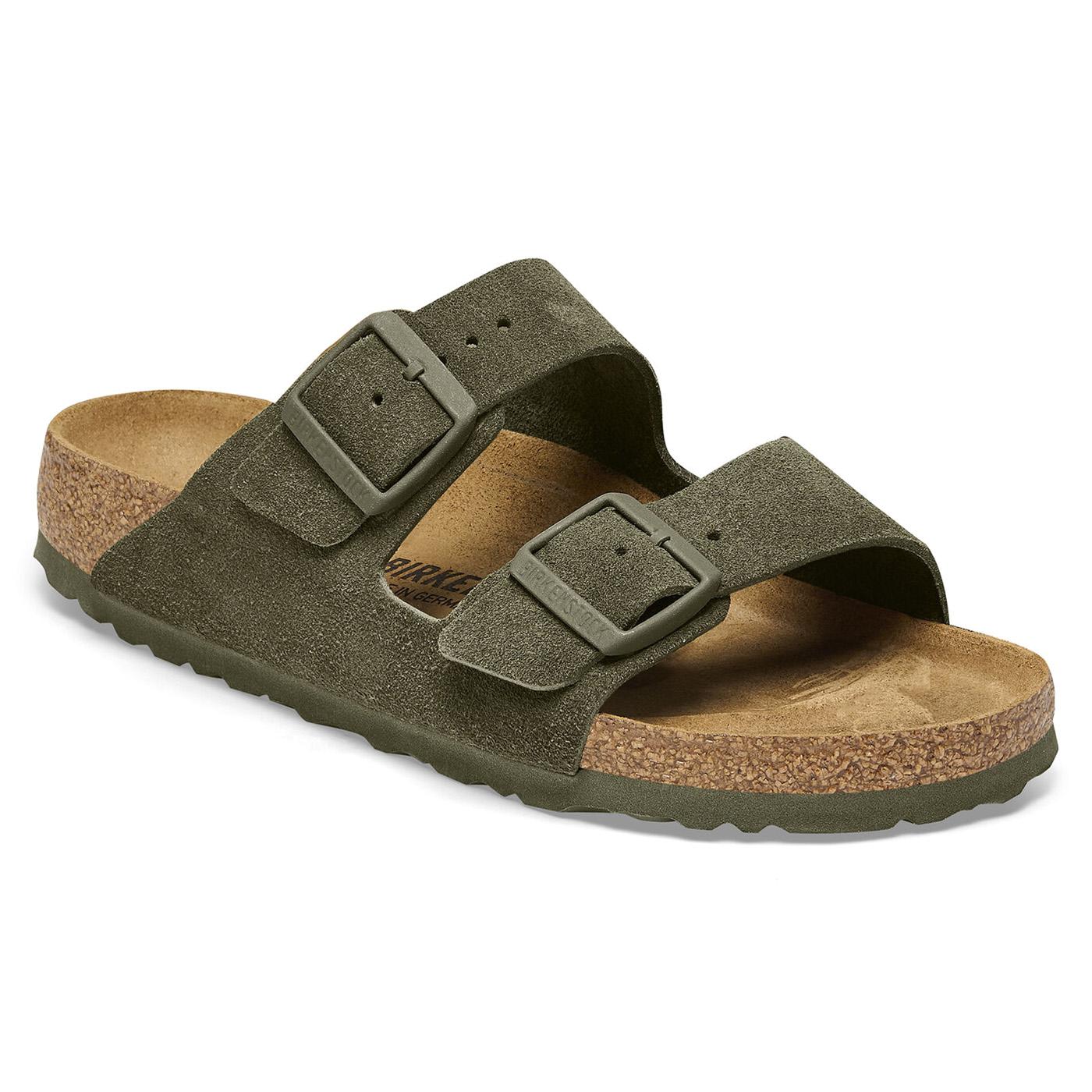 Arizona BS Thyme Suede Leather Sandals - Sandali Donna Verdi 1025720  BIRKENSTOCK 