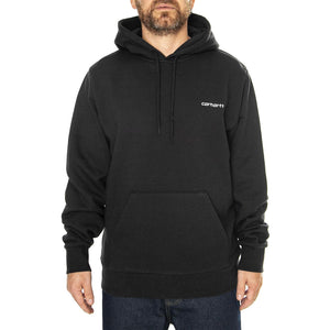 Hooded Script Embroidery Sweat Black / White - Felpa con Cappuccio Uomo Nera I033658.0D2XX  CARHARTT WIP 