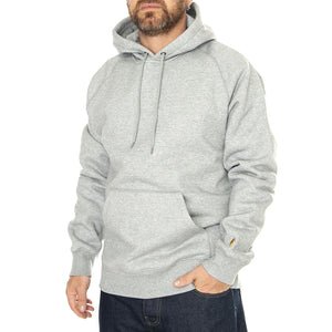 Hooded Chase Sweat Grey Heather / Gold - Felpa con Cappuccio Uomo Grigia I033661.00MXX . CARHARTT WIP 
