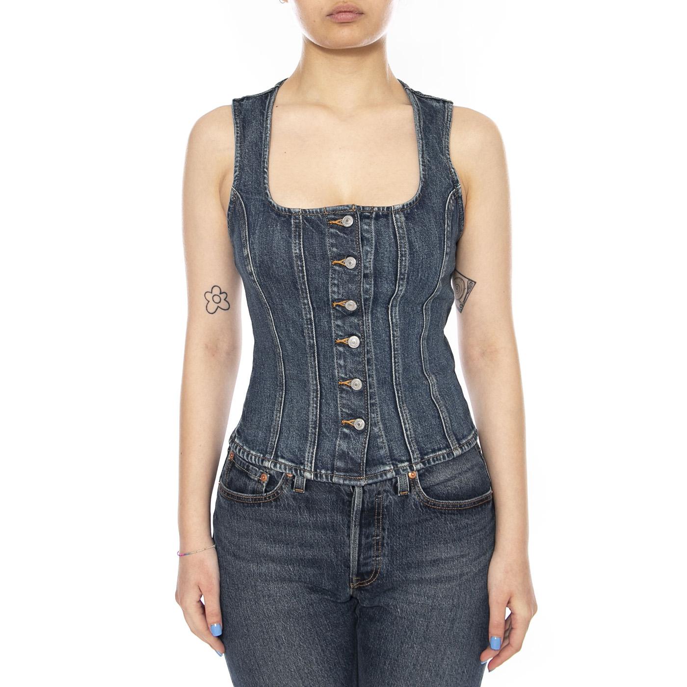 SCULPTED TOP DENIM - Top Denim Jeans Donna Blu 005O30001  LEVIS 