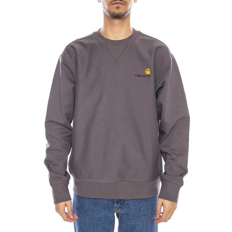 American Script Sweat Porphyry - Felpa Girocollo Uomo Grigia I025475.33CXX . CARHARTT WIP 