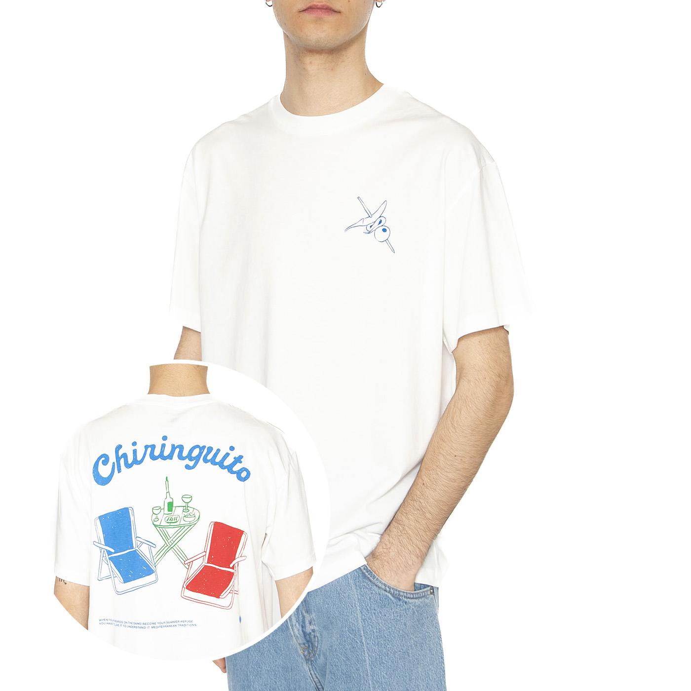 Chiringuito Aaron Tee White - Maglietta Girocollo Uomo Bianca MTS00444-WHITE  THINKING 