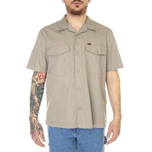 SS Chetopa Shirt Mushroom Gray - Camicia Maniche Corte Uomo Grigia L68POMA2  LEE 