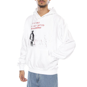 BANKSY VTG Hoodie VD Bright White Airstrike - Felpa con Cappuccio Uomo Bianca 22035423-4911254 . ONLY & SONS 