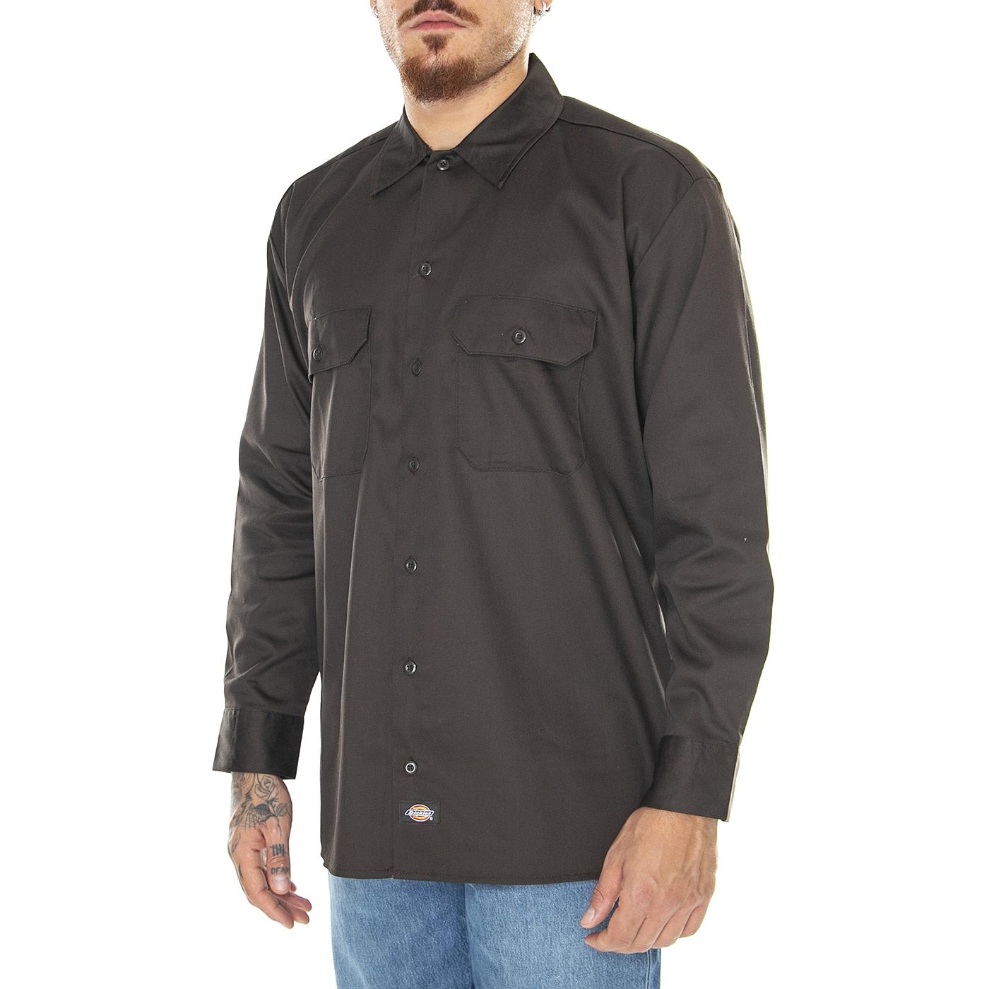 M' Work Shirt LS Rec Dark Brown - Camicia Uomo Marrone DK0A4Y26DBX1  DICKIES 