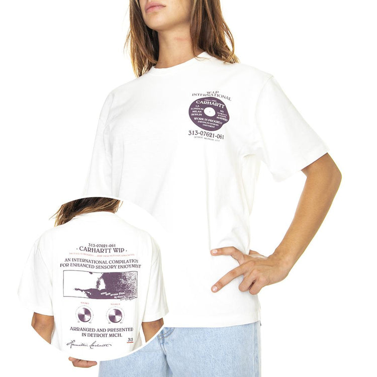 W' S/S Sensory T-Shirt Wax heavy stone wash - Maglietta Girocollo Donna Beige I030936-D660  CARHARTT WIP 