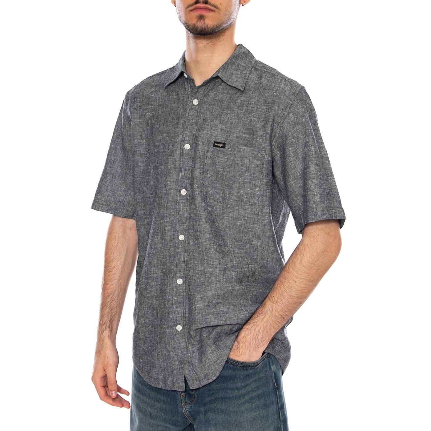 SS 1 PKT SHIRT DARK NAVY - Camicia Maniche Corte Uomo Blu Scuro 112378044 BL WRANGLER 