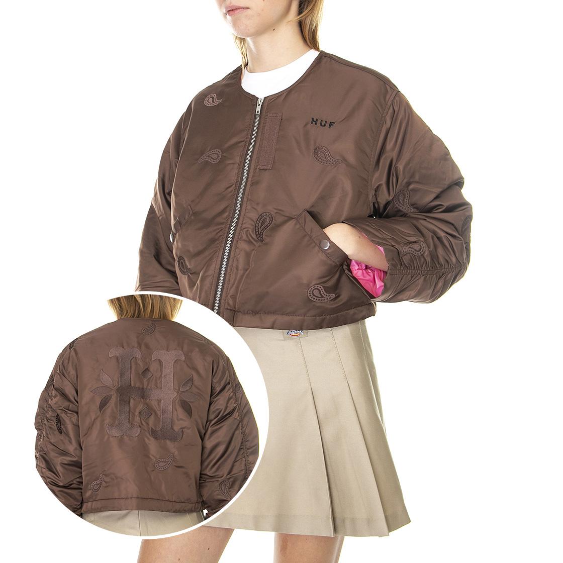 Paisley Satin Bomber Brown - Giacca Invernale Donna Marrone WJK0025-BROWN  HUF 