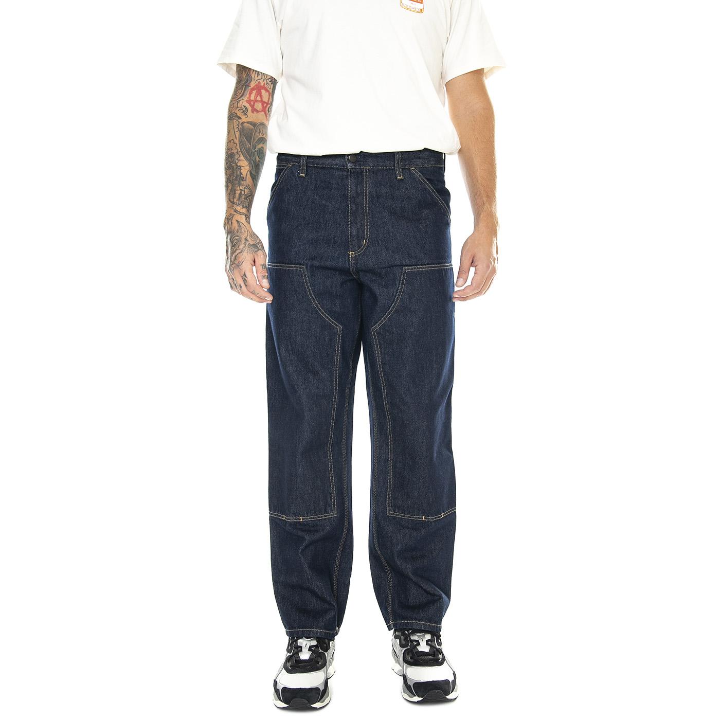 Double Knee Pant Blue / Rinsed - Pantaloni Denim Jeans Uomo Blu I032699.0102  CARHARTT WIP 