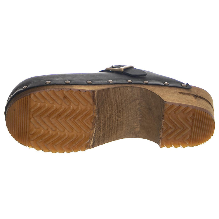 W' Wood-Kristel Open Black - Sandali in Pelle Donna Neri 455205W-2  SANITA 