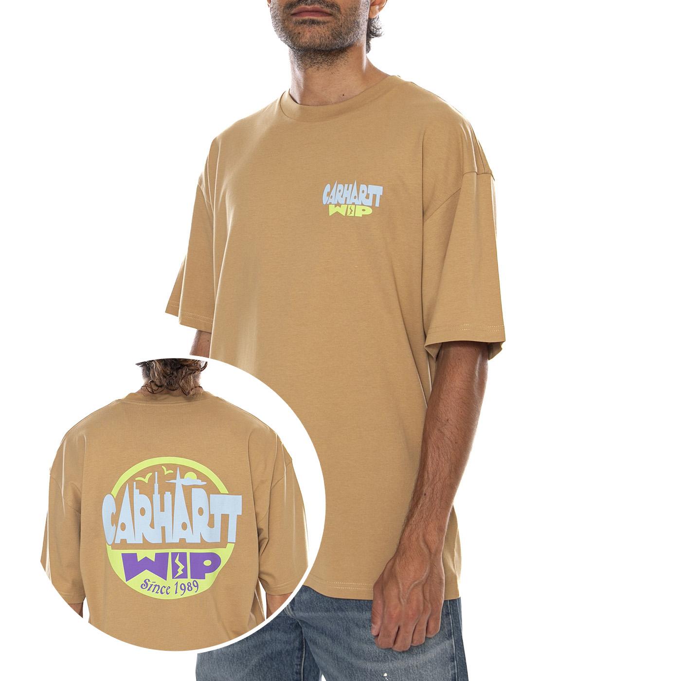 S/S LUGGAGE LABEL T-SHIRT DUSTY H BROWN - Maglietta Girocollo Uomo Marrone I036892 07EXX CARHARTT WIP 