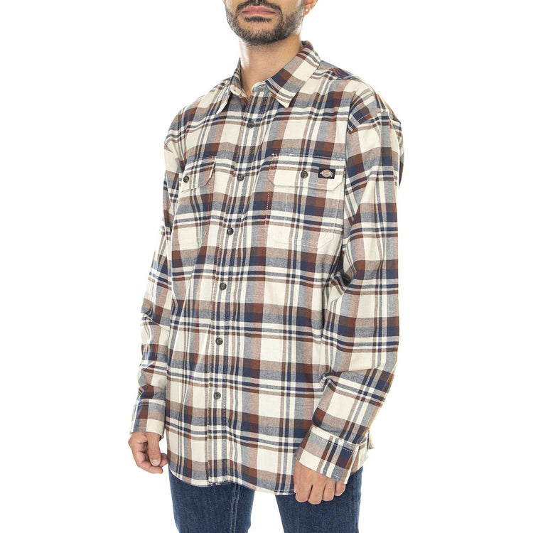 Flex Flannel L/S Shirt Pelican / Ink - Camicia Uomo in Flanella Multicolore DK0A4XU6C711  DICKIES 