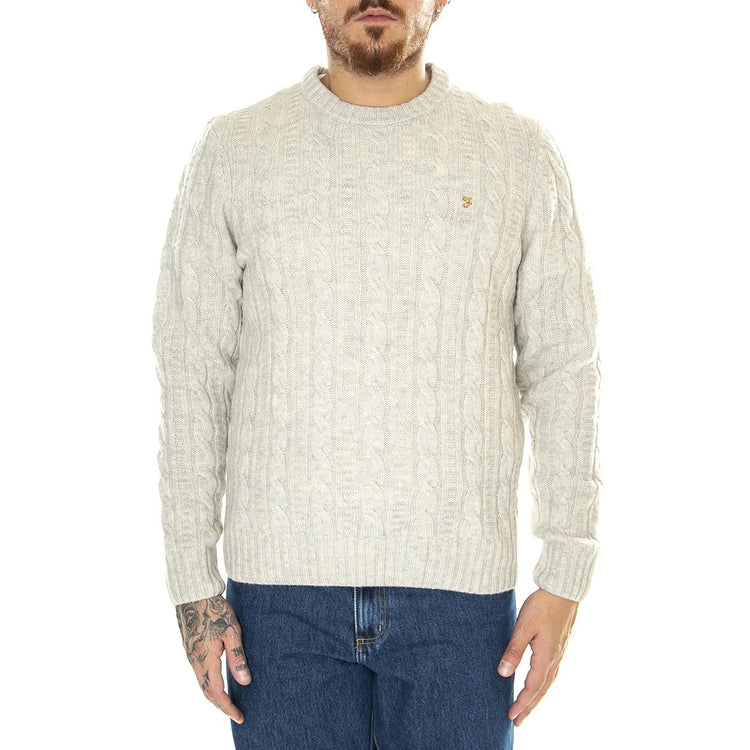 Tassoti Cable Crew Fog - Maglione Girocollo Uomo Grigio F4GFD002  FARAH 