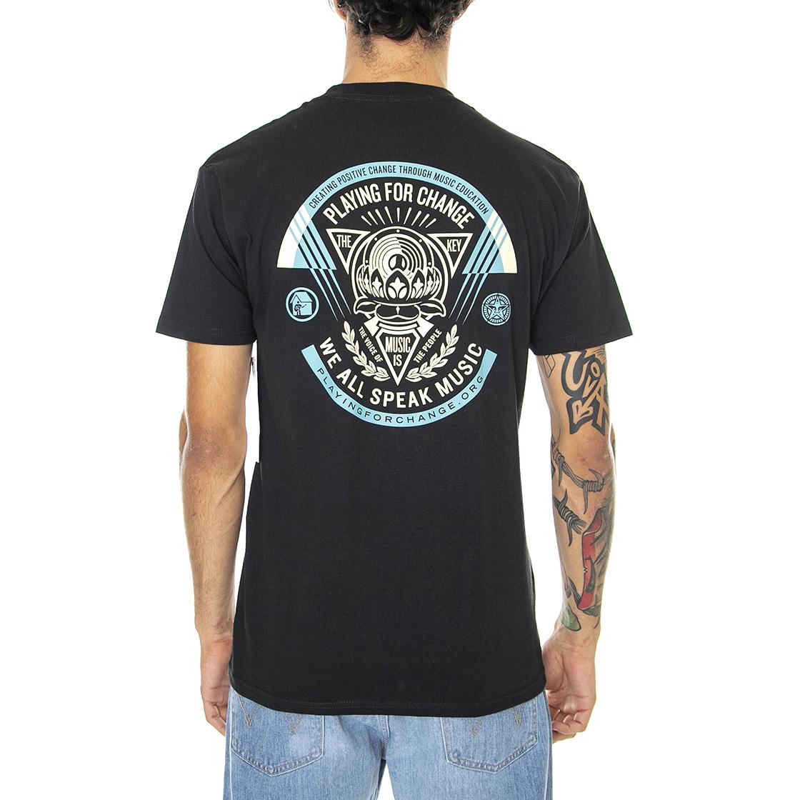 Playing For Change Classic Tee Black - Maglietta Girocollo Uomo Nera 165263298-BLK  OBEY 