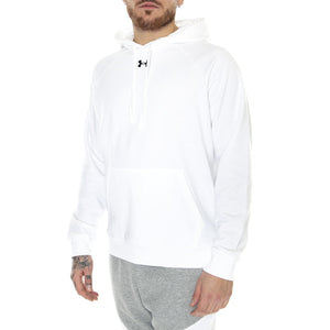 UA Rival Fleece Hoodie White Sweat - Felpa con Cappuccio Uomo Bianca 77-1379757-100  UNDER ARMOUR 