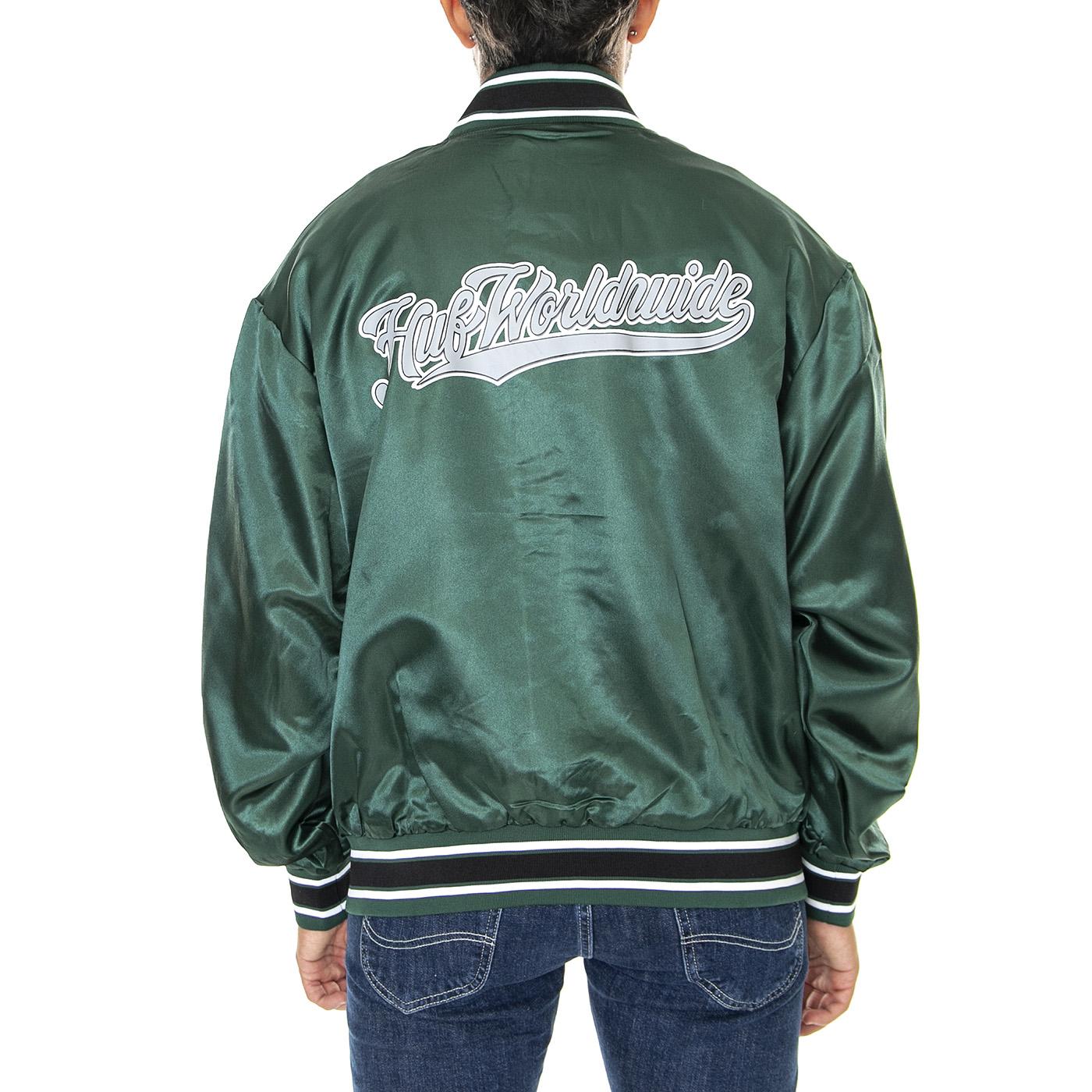 Crackerjack Satin Baseball Jacket Forest Green - Giacca Invernale Uomo Verde JK00372-FOGRN  HUF 