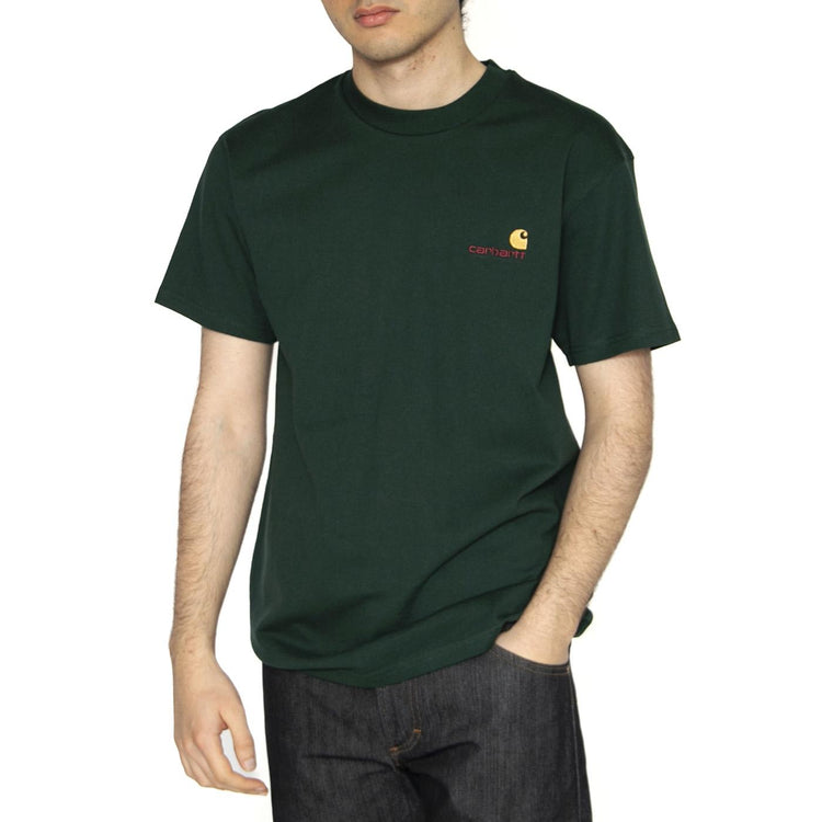 S/S American Script T-Shirt Conifer - Maglietta Girocollo Uomo Verde I029956.CIXX  CARHARTT WIP 