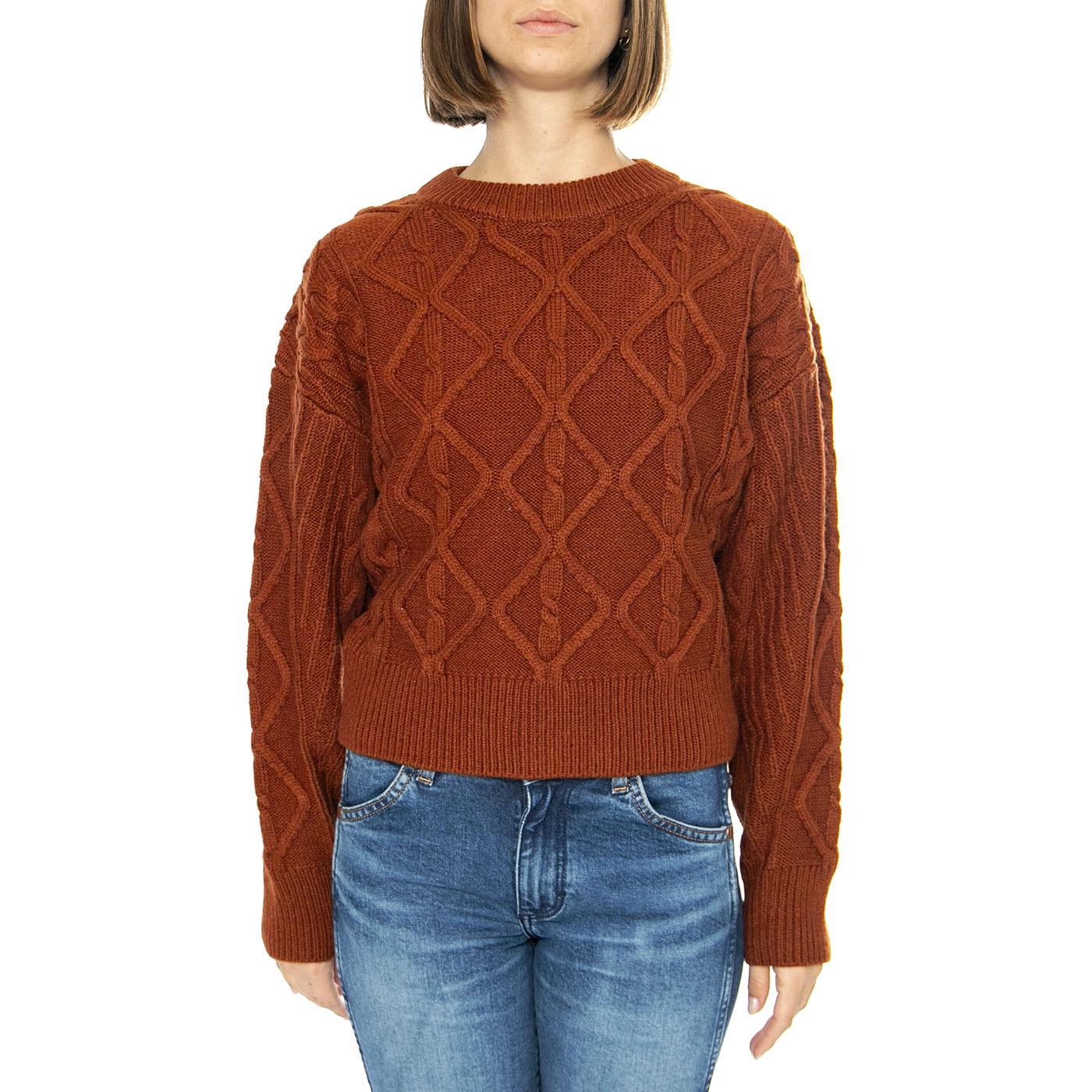 Cable Knit Sweater Gingerbread - Maglione Donna Marrone 112356473-RUS/COPPER  WRANGLER 