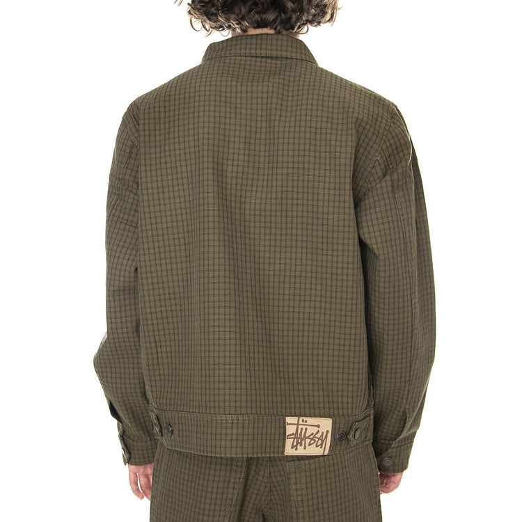 Mens Check Garage Olive Green WInter Jacket 115534-OLIV  STUSSY 