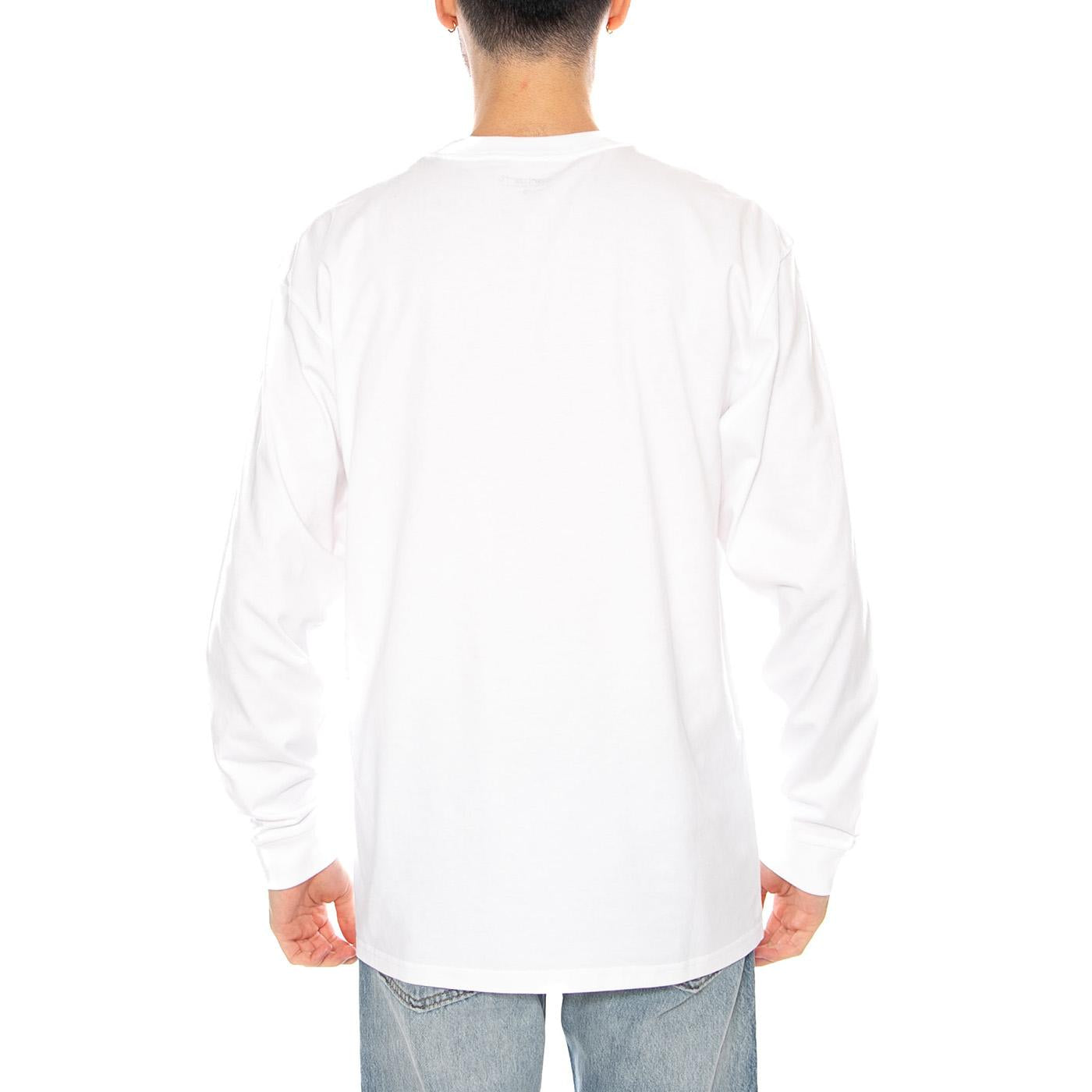 L/S Pocket Heart T-Shirt White / Black - Maglietta Girocollo Maniche Lunghe Uomo Bianca I035300.00AXX . CARHARTT WIP 