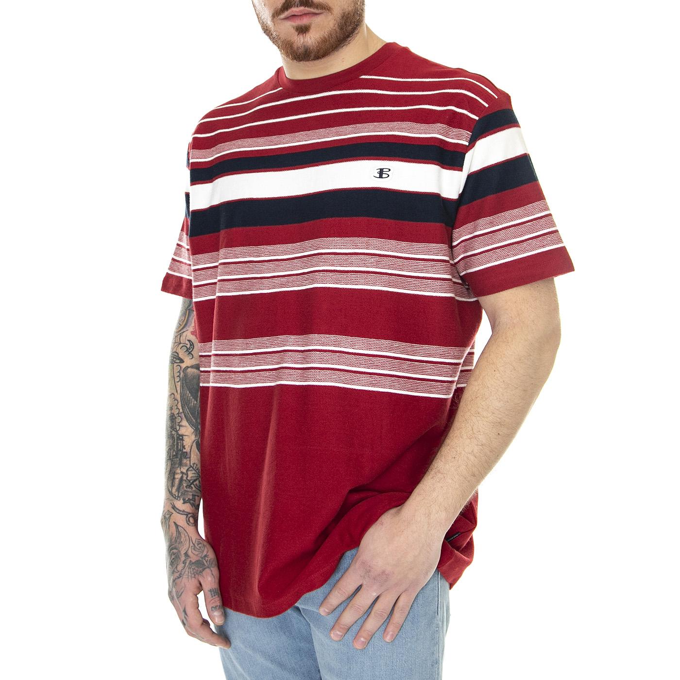 Reverse Knit Stripe Tee Red - Maglietta Girocollo Uomo Rossa / Multicolore 59331-550  BEN SHERMAN 