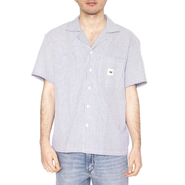 Short Sleeve Striped Shirt - Camicia Maniche Corte Uomo Blu 6020016-12924  CAT 
