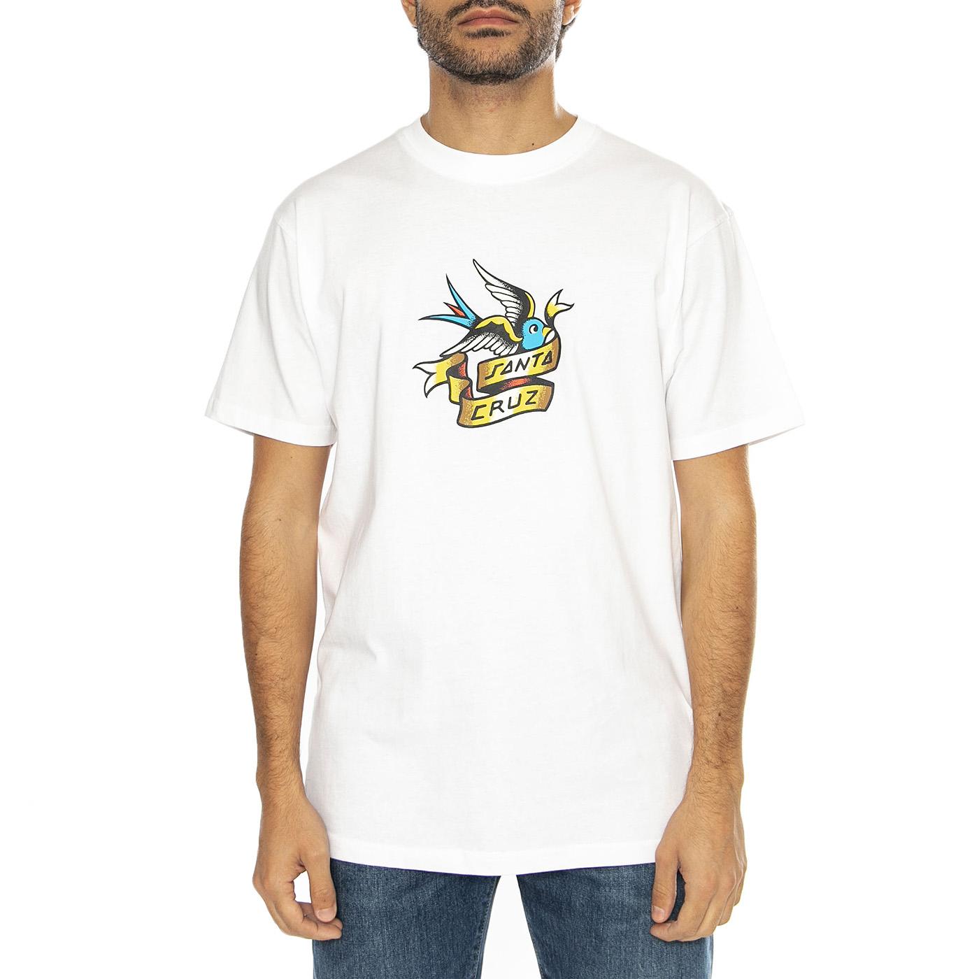 Sommer Sparrow Front White - Maglietta Girocollo Uomo Bianca SCA-TEE-11458  SANTA CRUZ 