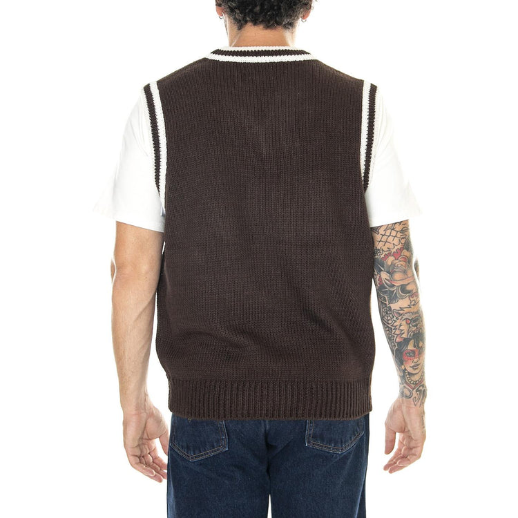 M' Obey Alden Sweater Vest Jave Brown / Multi - Gilet Uomo Marrone 151000070-JVA  OBEY 