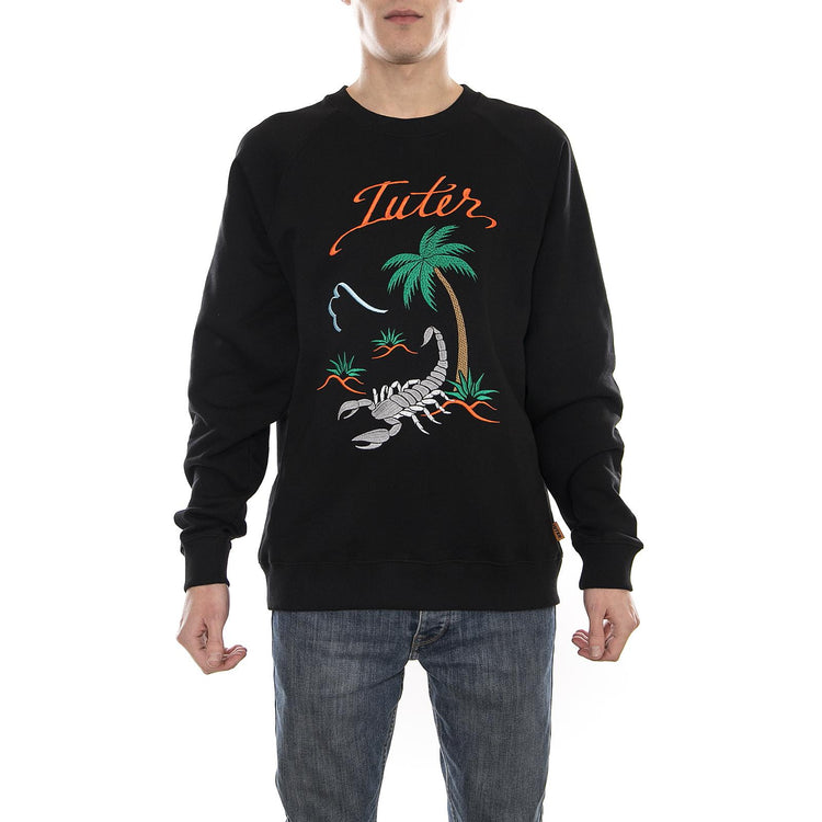 SOUVENIR CREW Embroidered Crewneck Sweatshirt BLACK 18SISC62  OCTOPUS 